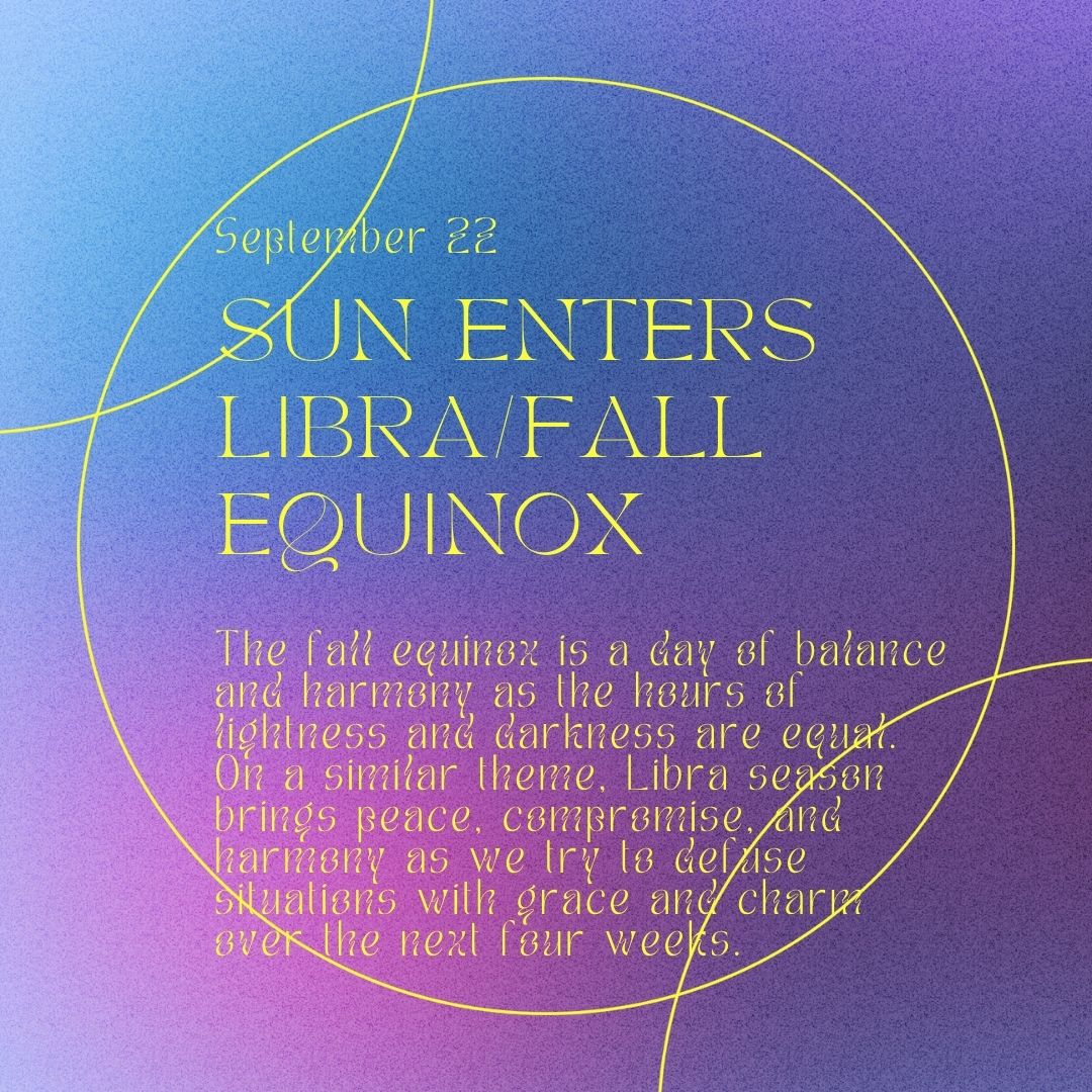 Transit of Sept. 22, 2022: Sun enters Libra/Fall Equinox