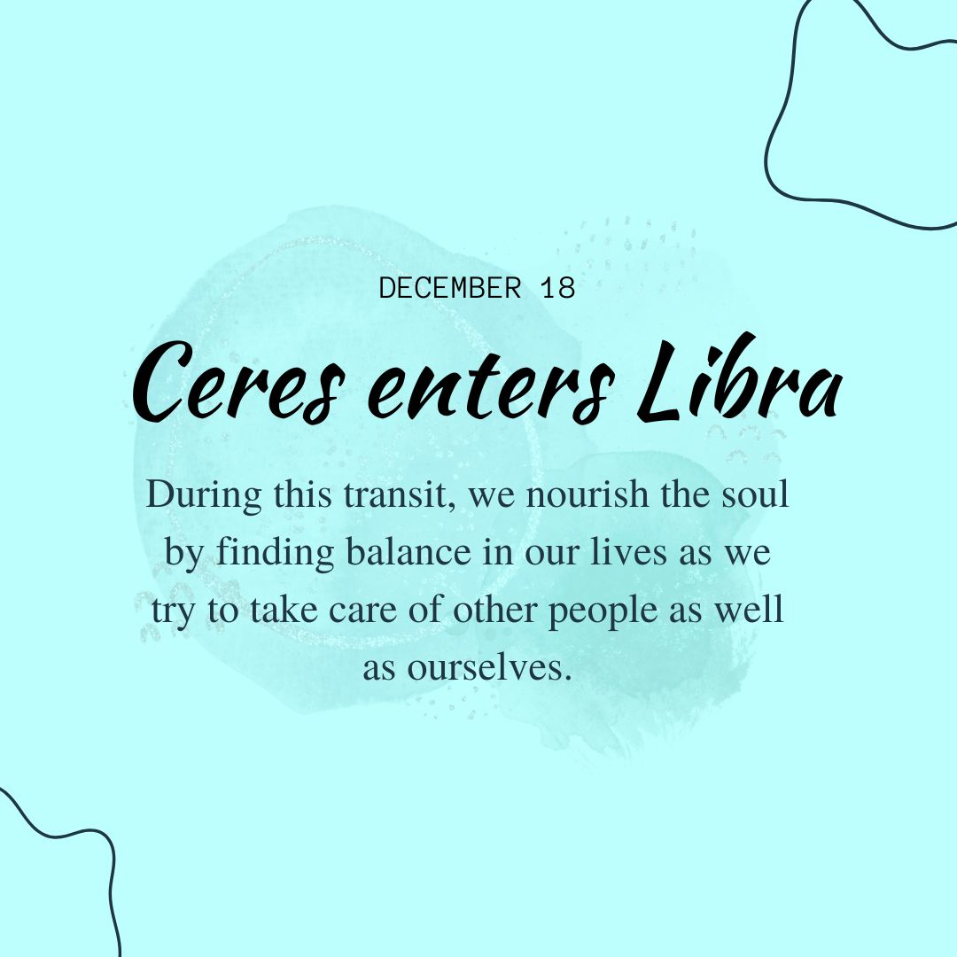 Transit of Dec. 18, 2022: Ceres enters Libra