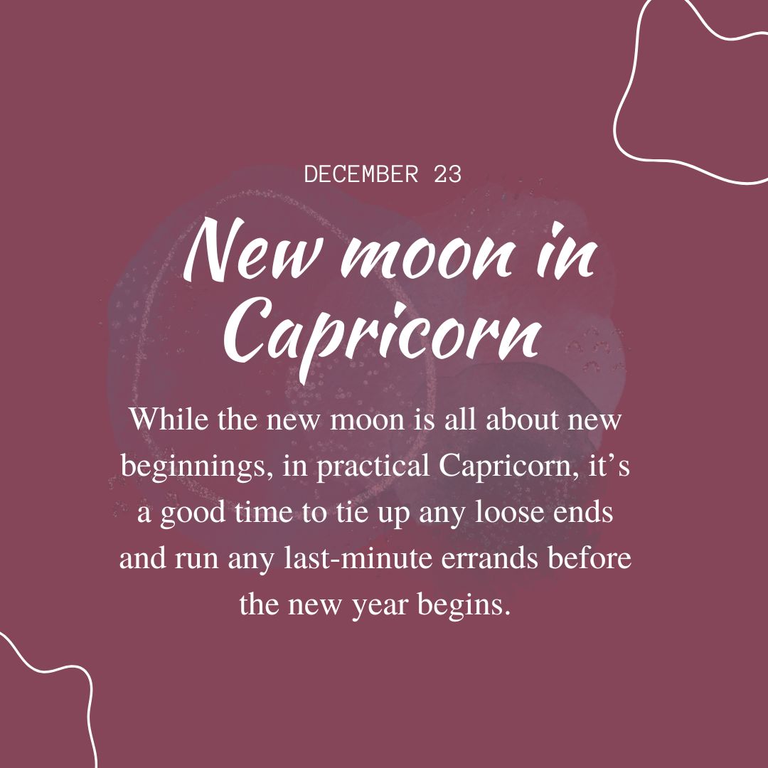 Transit of Dec. 23, 2022: New moon in Capricorn